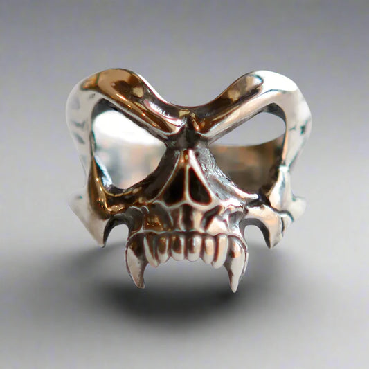 925 womens adjustable silver skull ring