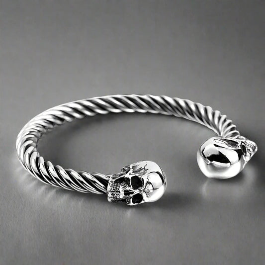 Silver twisted skull bracelet