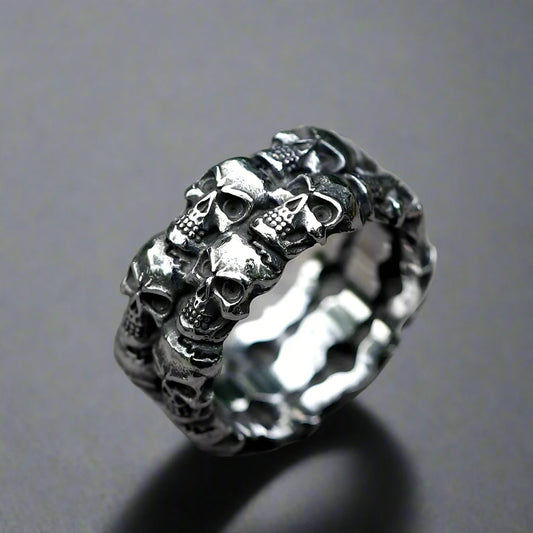 a steel skull ring